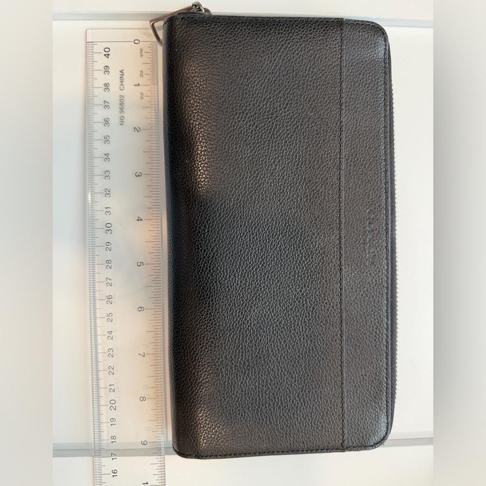 Coach Black Zip-Around Leather Travel Wallet